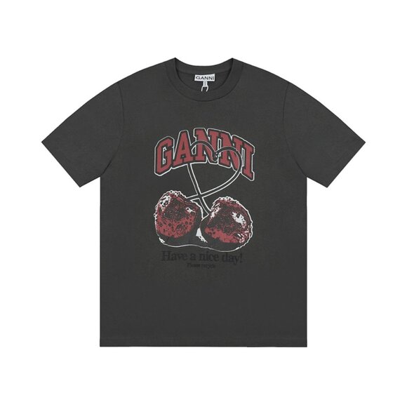 Ganni Cherry Cartoon Print Short-Sleeved T-Shirt